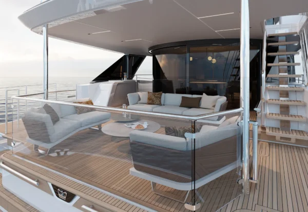 Princess Yachts X90 Cockpit Seating Looking Forward